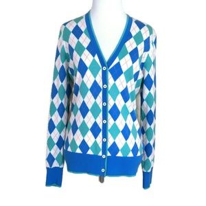 Brooks Brothers Saxxon Wool Argyle Cardigan Small